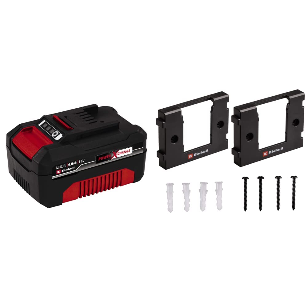 Original Einhell System Power X-Change Battery (Lithium Ion Battery, 18 V, 4.0 Ah, Proactive Battery Management, Adapted Charge Cycles Suitable for All Power X-Change Devices, Includes Wall Mount) 4.0 Ah battery / 900 W Includes wall bracket