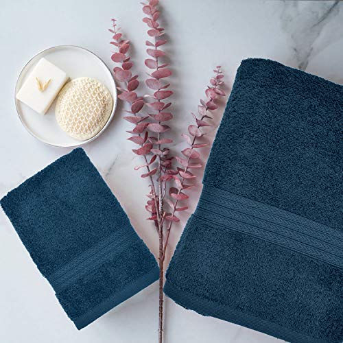 Dan River 100% Cotton Bathroom Towel Set|2 Oversized Bath Towels 30X52| 2 Hand Towels 16X28| 4 Wash Cloths 12X12| Ideal For Home Hotel And Spa| Ultra Soft|Absorbent| Blue Opal Towel Set|600 Gsm| 8 Pc #TOP6