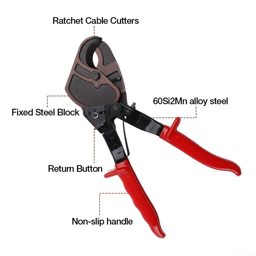 Cavo a cricchetto, strumento manuale per tagliare fili con lame in lega di acciaio per cavi in rame e alluminio, impugnatura ergonomica antiscivolo