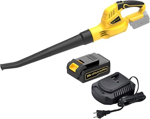 Soplador de hojas inalámbrico de 20 V con batería Cargador rápido soplador de hojas barredora (amarillo 3.0A)