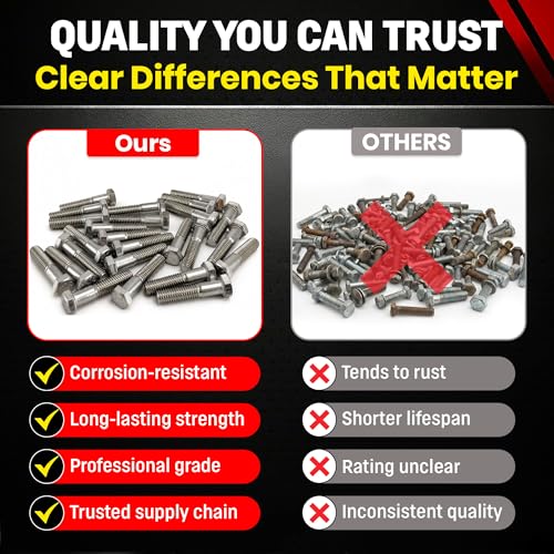Image of Chenango Supply 3 /8-16 x 1-3 /4 inch Stainless Steel Hex Head Bolts - 304 Stainless, USS Coarse Thread, 100,000-125,000 PSI Tensile Strength, Corrosion-Resistant Hardware Bolts, (25 Pieces, 3 /8-16 x 1.75)