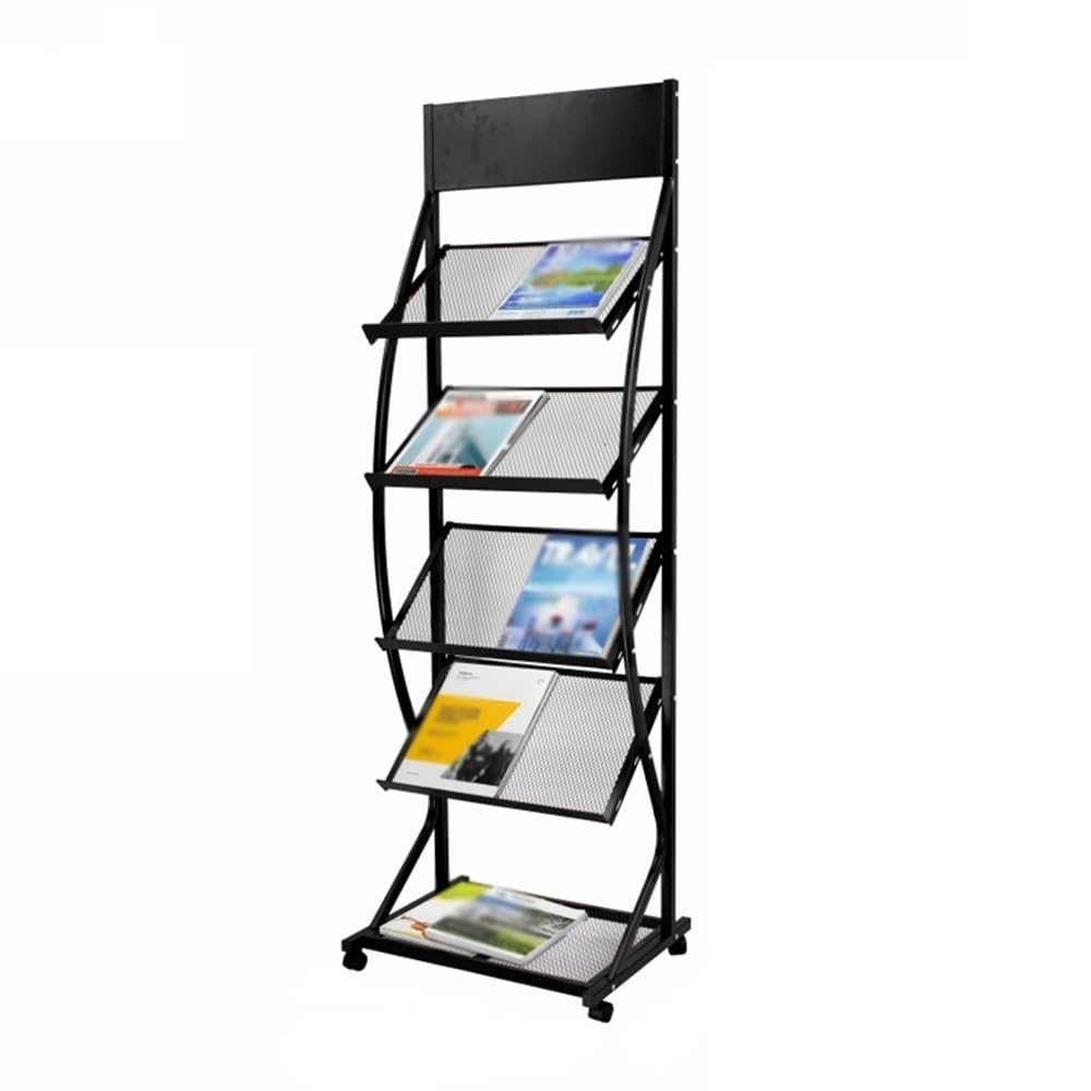 ASerZenith Floor Newspaper Rack Vertical Floor Newspaper Rack Brochure Storage Newspaper Storage Rack Office Furniture Newspaper Rack Floor-Standing Magazine Rack (Black)