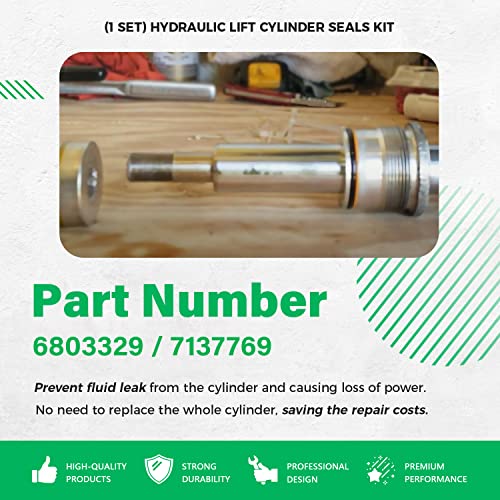 Image of (1 Pack) 6803329 7137769 Hydraulic Lift Cylinder Seals Kit, Replace for Skid Steer Lift Hydraulic Cylinder Seal Kit, Fit for Bobcat 444, 500, 520, 530, 533, 540, 542B, 643, 731, 743