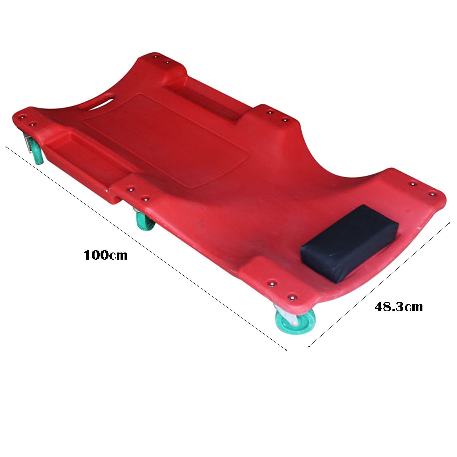 ARCH Plataforma con Ruedas, Camilla De Plástico Mecánico, Cuerpo Ergonómico del Automóvil con Reposacabezas Acolchado, Bandejas De Herramientas Dobles Y Mango Conveniente, 350 Lbs De Capacidad Roja