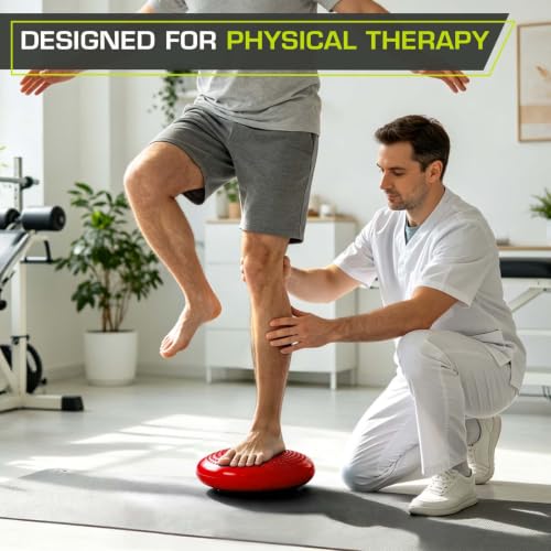 Image of ProsourceFit Core Balance Disc Trainer, 14 inch Diameter with Pump for Fitness, Balance Training, or Seating; Wobble Board for Core Stability; Flexible Floor Cushions