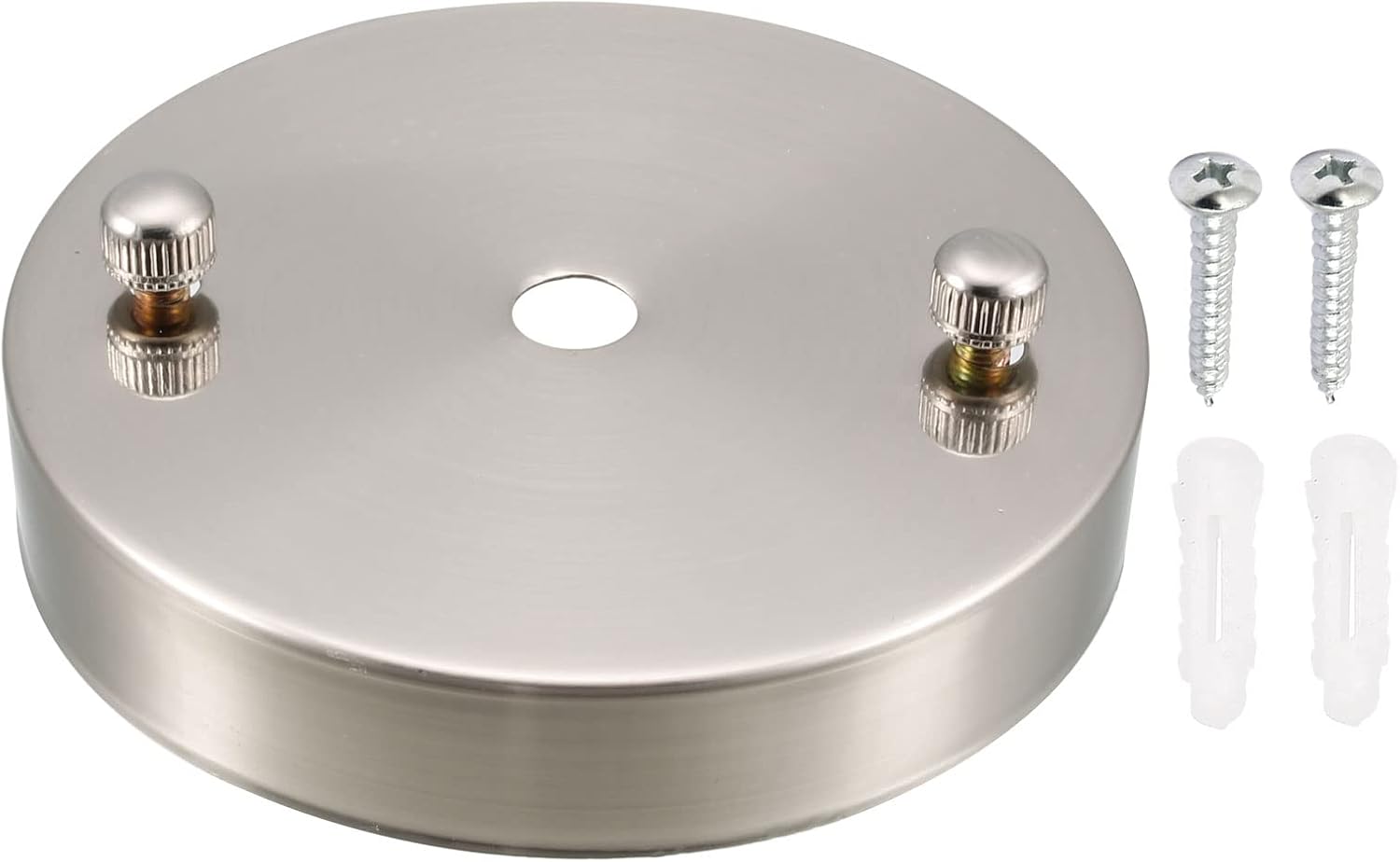 YOKIVE 1 Pcs Ceiling Light Plate Chassis, Pointed Base Disc with Screw DIY Lamp Pendant Accessories Great for Home Office (Nickel Tone, 3.94x0.79-inch)