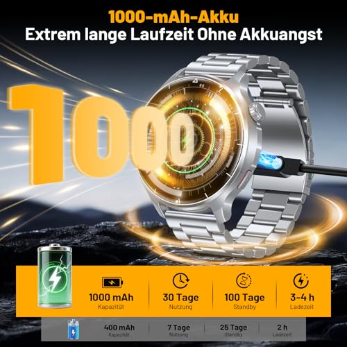 Image of Smart Watch for Men, 1.52 inch HD Fitness Tracker with Blood Pressure SpO2 Heart Rate Sleep Monitor, 110 Sports Modes, 1000mAh Battery Watches for Men Compatible with Android iPhone