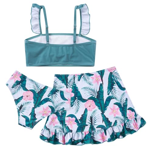 Image of ALISISTER Girls Swimsuit 3 Piece Bathing Suits Summer Bikini Tankini Sets with Cover Up Skirt for 4-12 Years