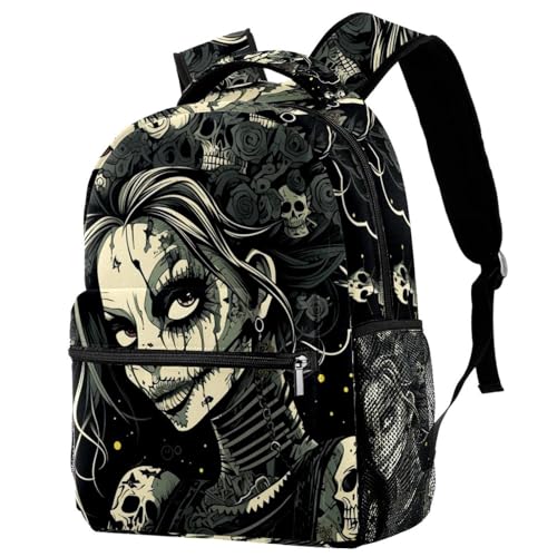 Sac à dos de voyage Campus grand volume avec poches et motifs de crânes