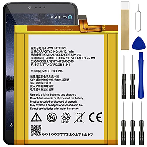 for ZTE Blade V8 Pro Z978 BV8P121 Replacement Battery, for Li3931T44P8h756346 Battery with Adhesive Tape Tool Repair Kit