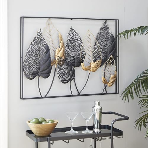 Image of SHREE 'O' GREEN TECH Metal Multicolor Wall Decor Leaf Shaped Big Wall Hanging Decoration, Wall Art Frame Home Decor For Living Room Office Bedroom Hotel,30 Cm