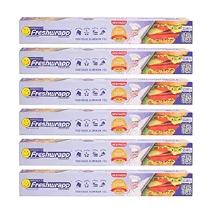 Hindalco Freshwrapp Aluminium Foil 9 Meters, 11microns (Pack of 6) | Food Packing , Wrapping, Storing and Serving