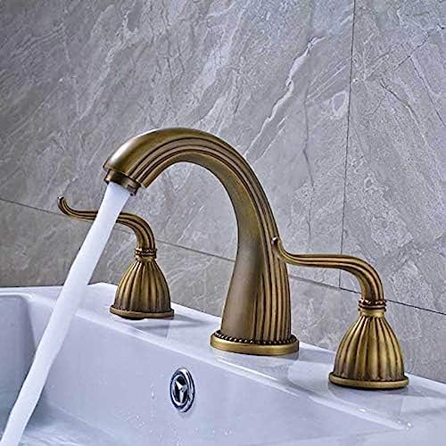 Mitigeur lavabo rétro laiton antique 3 trous au style vintage et élégant