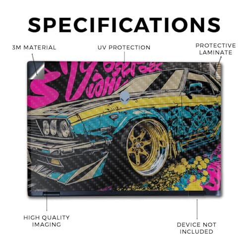 Image of Carbon Fiber Laptop Skin Compatible with Alienware M16 R2 (2024) - Camber - Premium 3M Vinyl Protective Wrap Decal Cover - Easy to Apply | Crafted in The USA by MightySkins