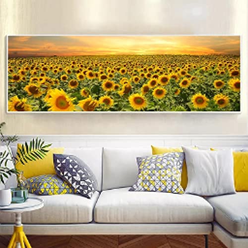 Affiches Toile Tournesol Champ pour Grand Mur Vide Décoration Salon