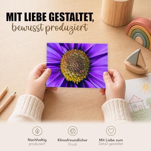 Zestaw pocztówek z kwiatami - 25 kartek pocztowych z kwiatami łąkowymi i makami, czyste, DIN A6, kartki urodzinowe, kartki z życzeniami, postcrossing i miłośnicy natury, stokrotki, lawenda, mak, lato