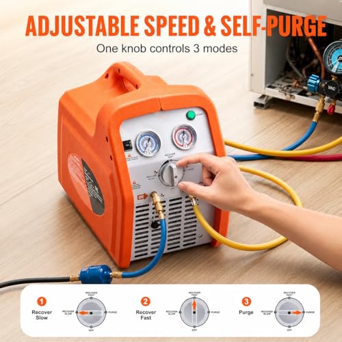Unidad de recuperación de refrigerante de doble cilindro.Herramienta de reparación de CA de alta velocidad para HVAC automotriz.Sistema de extracto líquido de vapor portátil con protección segura auto