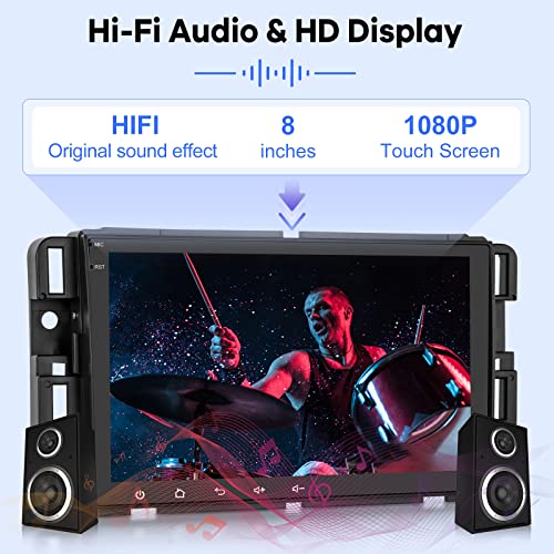 Car Radio for Chevrolet Chevy Silverado GMC Buick, 8 inch Android 13 Touch Screen Stereo, [1G+32G] Carplay/Android Auto/Hi-Fi Audio/1080P/SWC/Bluetooth + AHD Backup Camera + MIC - Thumbnail 4