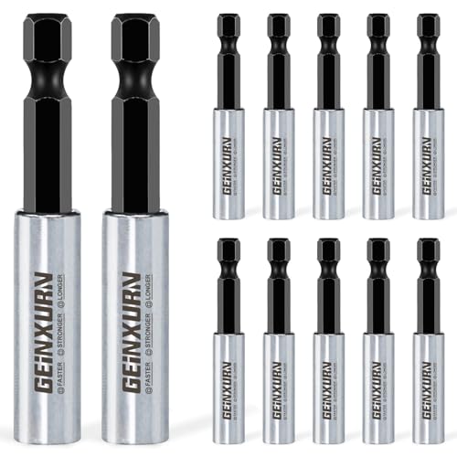 Geinxurn 12Pc 2.5Inches Screwdriver Bit Holders, Cr-V Extension Socket Drill Bit Magnetic Holder Hex Shank Quick-Change Drill Bit Guide