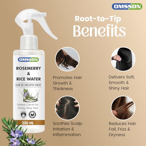 Image of Rosemary And Rice Water Hair Spray for Hair Growth and Hair Fall Control | Natural Hair Tonic for Strong, Shiny & Healthy Hair | Suitable for Men & Women (Pack of 3 x 210 ml)