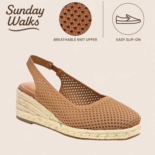 Sunday Walks Women’s Knit Slingback Espadrille Wedge CILIA, Breathable Closed Toe, Elastic Back Strap, Platform Summer Sandal by Sunday Walks - Used condition - Image 5
