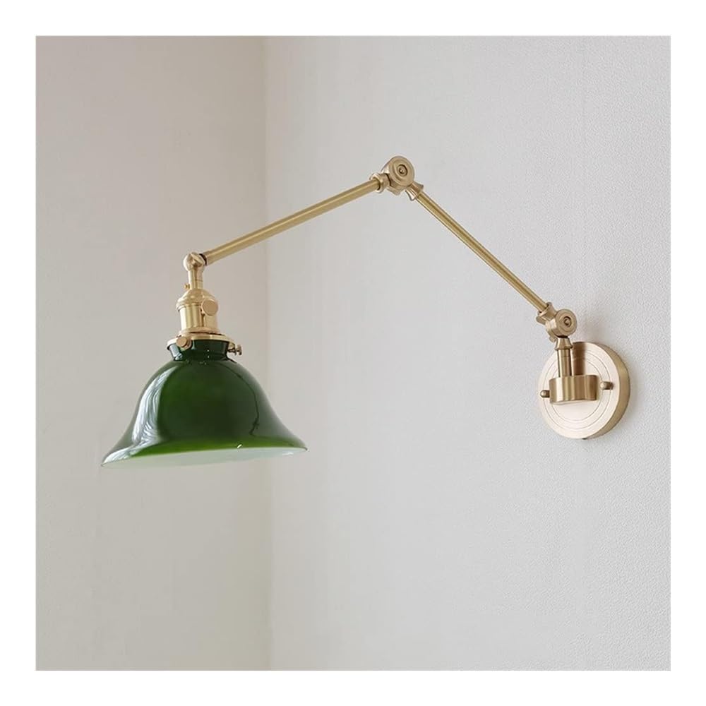 ASerZenith Led Wall Sconce, Swing Arm Copper Wall Lamp With Wire And Switch Vanity Light Folding Wall Mount Lamp(A)