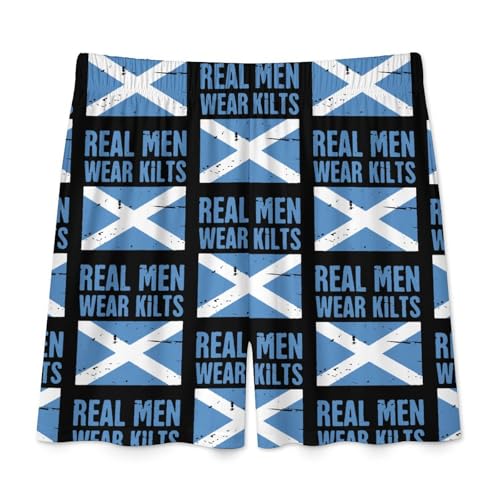 Scottish Flag Real Men Wear Kilts Men's Satin Pajama Boxer Shorts Silk Feeling Lounge Sleep Underwear4