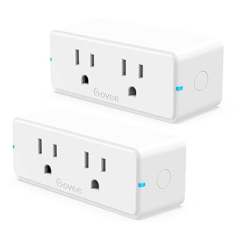 Govee Dual Smart Plug 2 Pack, 15A WiFi Bluetooth Outlet, Work with Alexa and Google Assistant, 2-in-1 Compact Design, Govee Home App Control Remotely with No Hub Required, Timer, FCC and ETL Certified