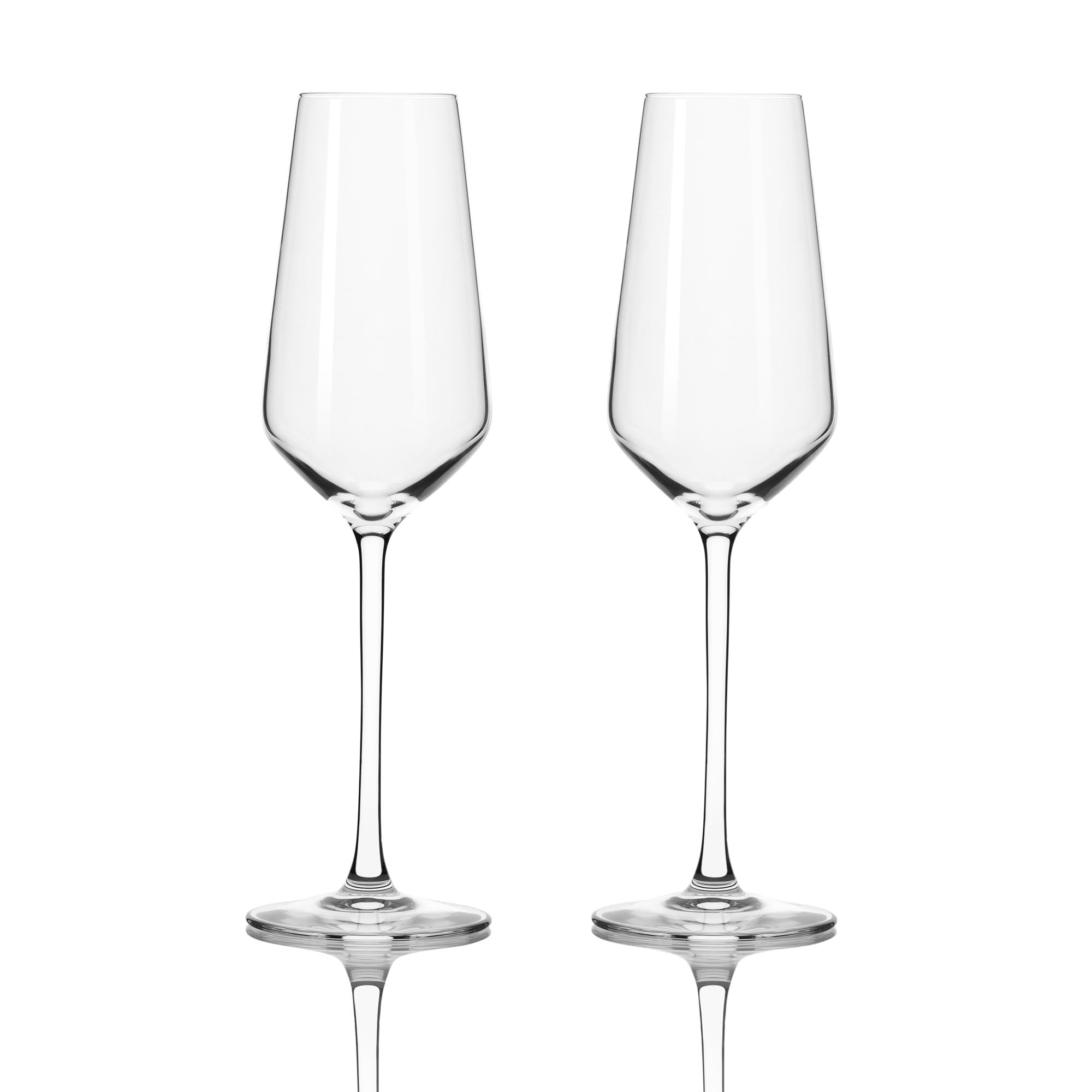 Cristal D'arques Ultime Sparkling Wine Glasses Set of 2-230ml Crystalline Sparkling Wine Flute Glassware, Slim French Design, Signature Chime, Dishwasher Safe