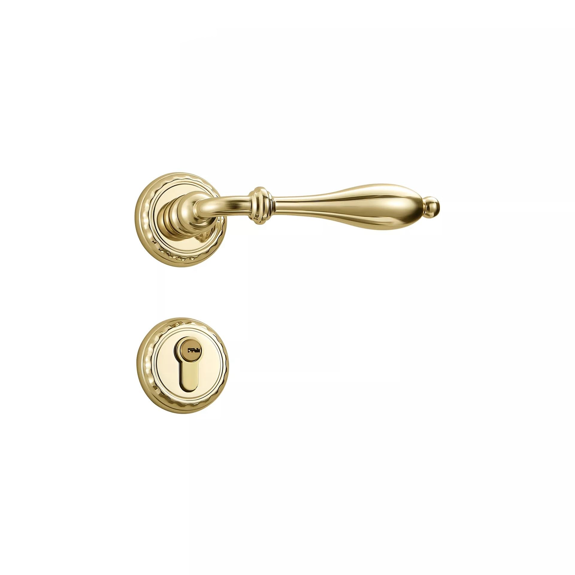 Juaksqzyi Gold Door Levers Entry Door Handle With Lock And Key Secure Keyed Lever Exterior For Front Entrance And Bedrooms Deadbolt Set(,Silent Version)