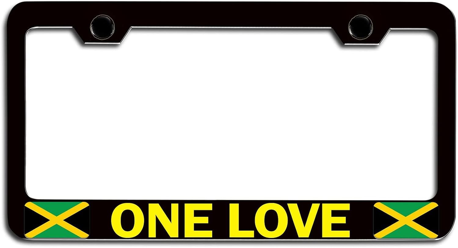 Makoroni - ONE Love Jamaican Black Metal License Plate Frame Tag Holder, #p7