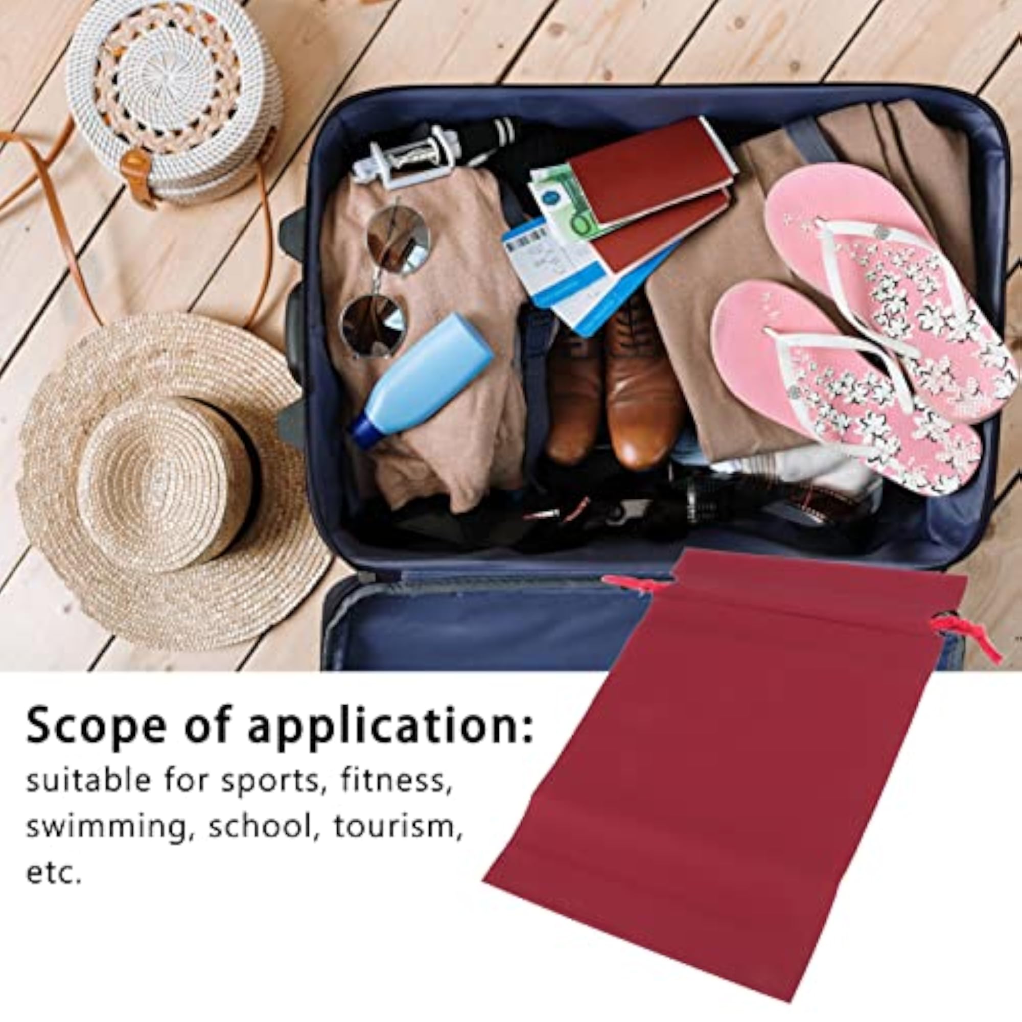 Durable Foldable Drawstring Storage Bag for School & Travel (Red)