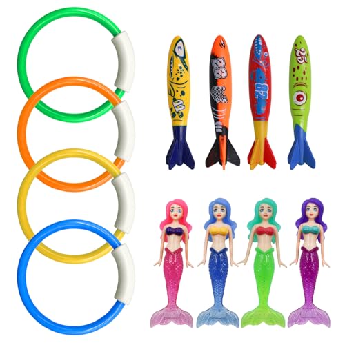 MIPIACE 12 Pièces Jouets de Plongée pour Enfants Jouet de Natation pour Piscine Jouets de Natation pour Piscine de Plongée Jeu de Plongée sous-Marine pour...