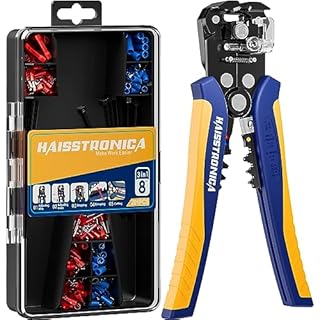 haisstronica Wire Stripper Kit - 201PCS Set - Automatic Wire Stripping Tool for AWG 24-10 Cables with Insulated Terminals, Self Adjusting Universal Wire strippers and Crimpers for Electrical Work