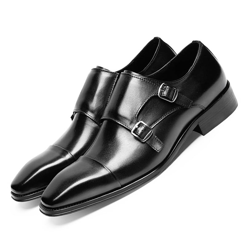 Mens Loafers Modern Classic Low Top Leather Dress Shoes Genuine Leather Genuine Leather Derby Fashion Formal Tuxedo Walking Shoes(Black,7)