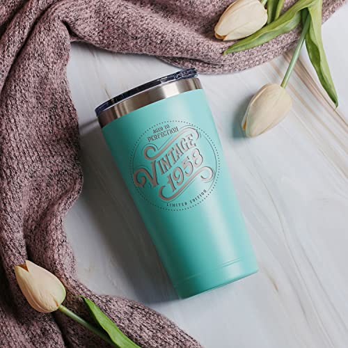 65Th Birthday Gifts For Women And Men - 1958 Vintage 16 Oz Stainless Steel Mint Coffee Tumbler #TOP5