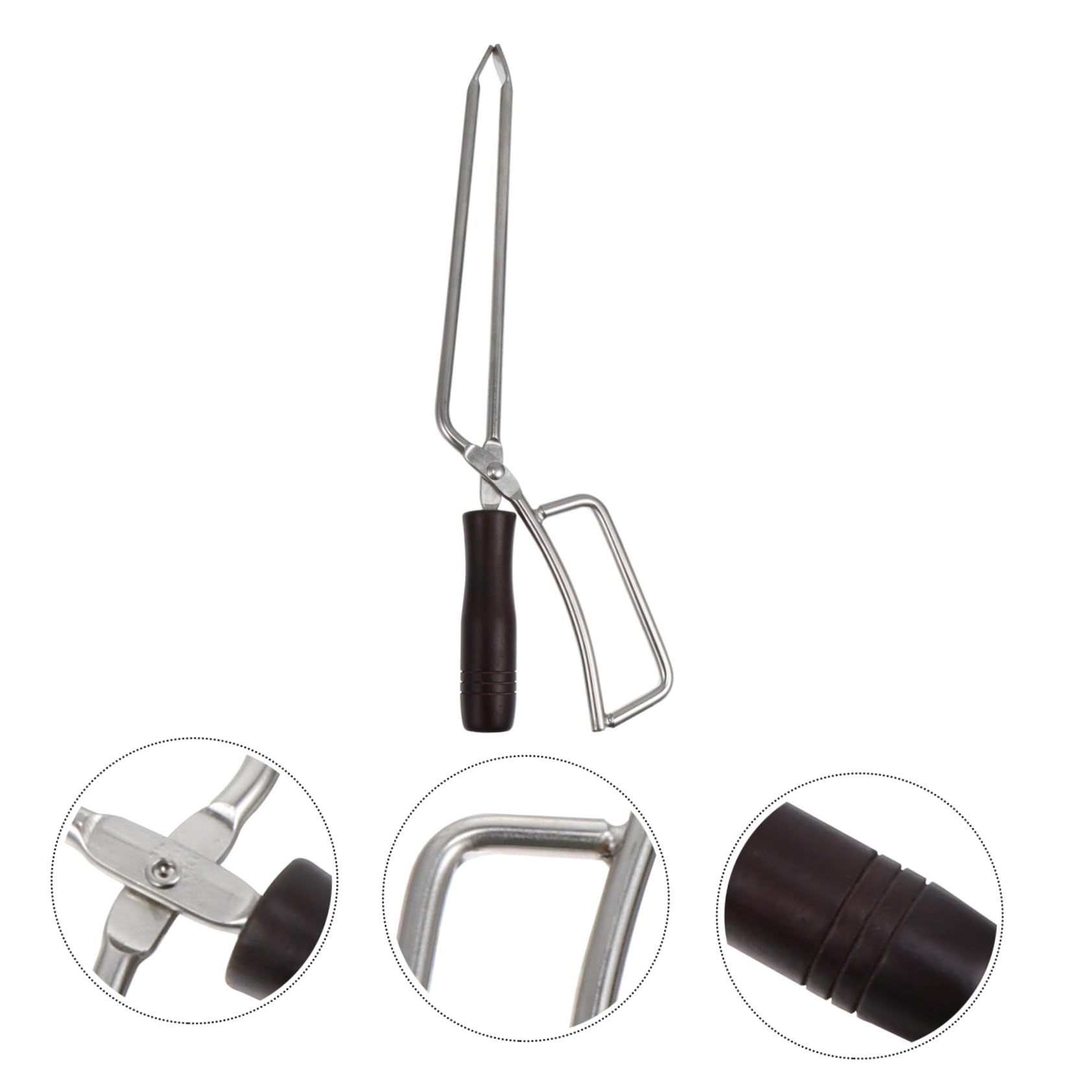 Pinza Inox Lunga Acciaio Barbecue in Legno Manico | Vacanze Estive, Accessori per Barbecue e Utensili per Barbecue, Pinza Robusta per Legna da Ardere