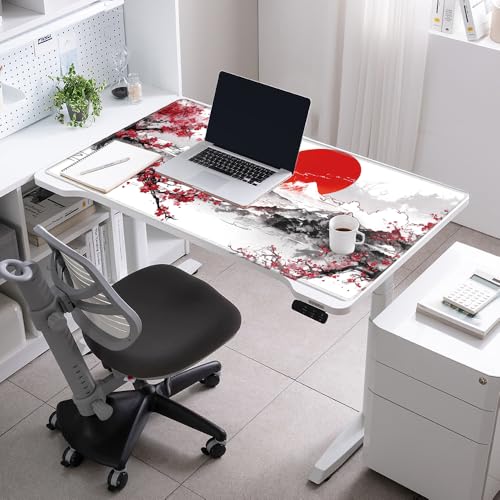 Image of 48x24 Mouse Pad Giant Cherry Blossom Desk Mat Large Mousepad Gaming Red Sakura Mouse Mat Huge Oversized Desk Pad XXXXL Computer Mat for Office Work Women