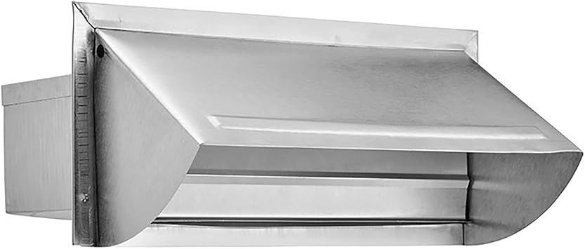 Lambro 3.25" x 10" 22-Gauge Aluminum Wall Exhaust Hood Vent with Spring Gasketed Damper and 5" Tail