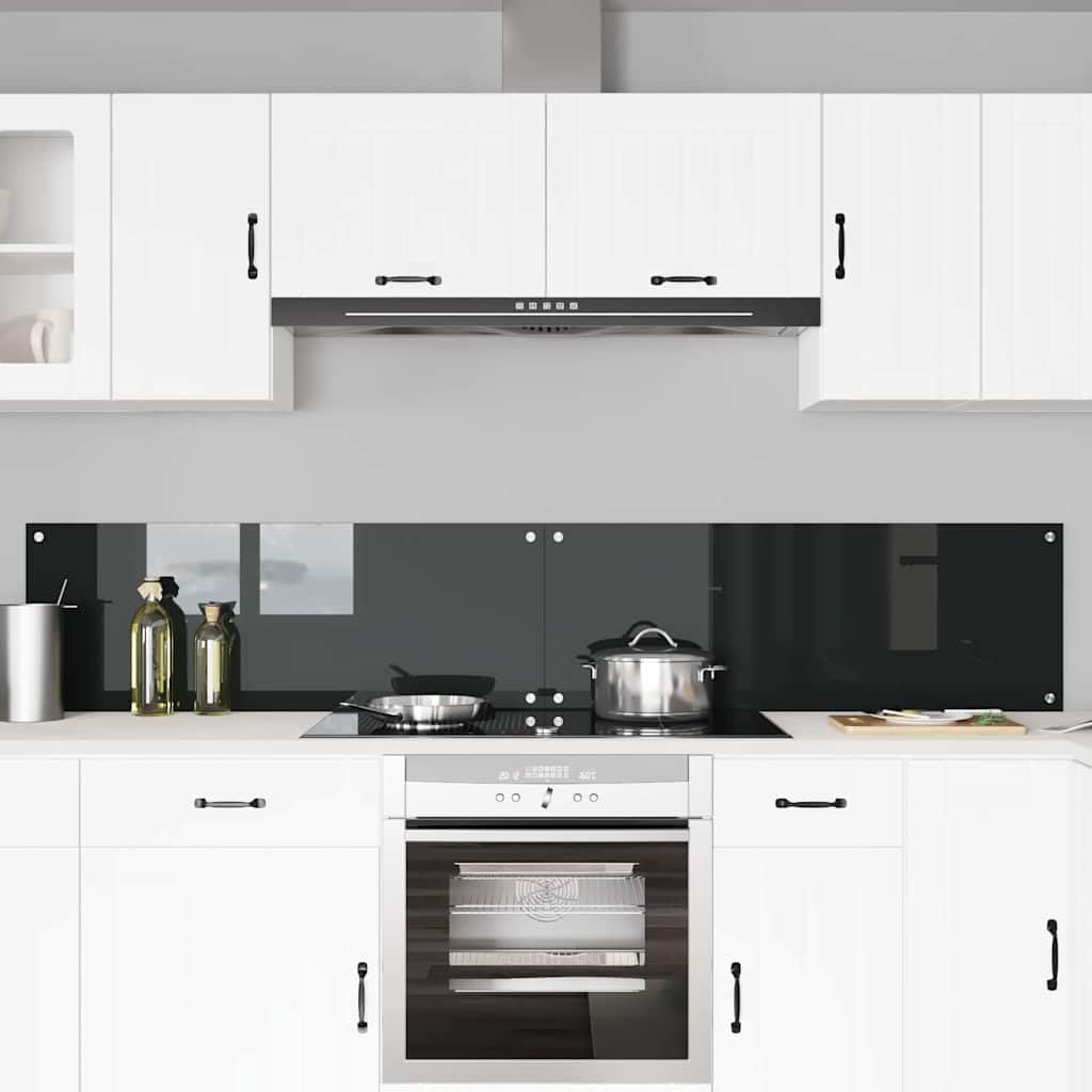 Generisch Küchenrückwand 2 pcs Schwarz 110 x 40 cm Gehärtetes Glas,Heim & Garten,Küche & Esszimmer,Küchenhelfer & -utensilien-3415494