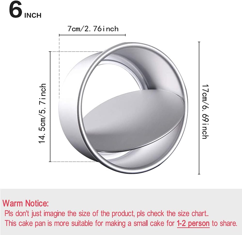 6 Inch Cake Pan Round, Small Cheesecake Pan with Removable Bottom, Chiffon Cake Mold Anodized Aluminum Baking Pan - Image 2