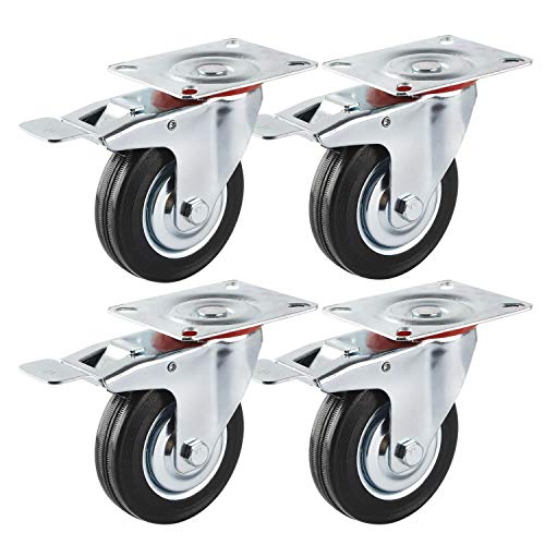 Forever Speed Transportrollen Schwerlastrollen 4 x 75mm Lenkrollen mit Bremse Tragfähigkeit 150kg/SATZ(75mm-4 x mit Totalfeststeller)