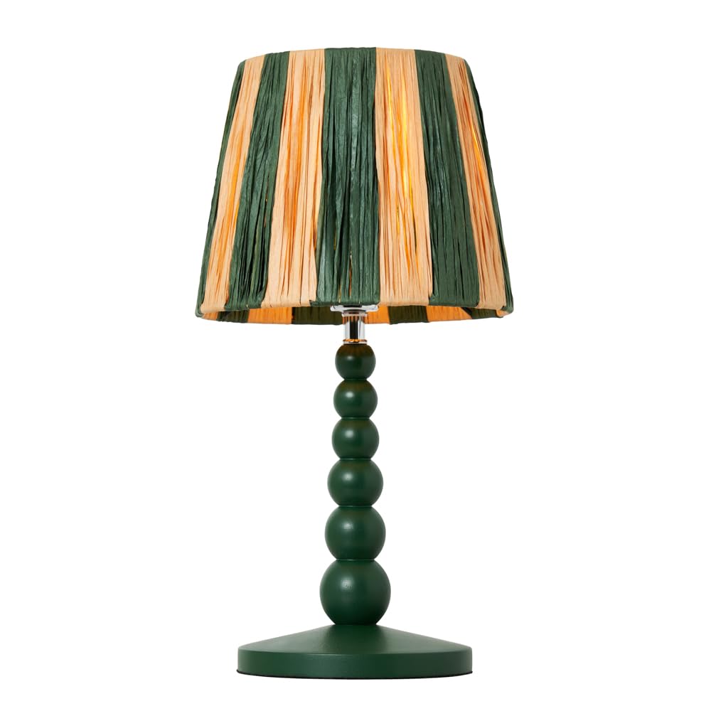 LITECRAFT Dolly Striped Raffia Lamp or Shades - (Green, Table Lamp)