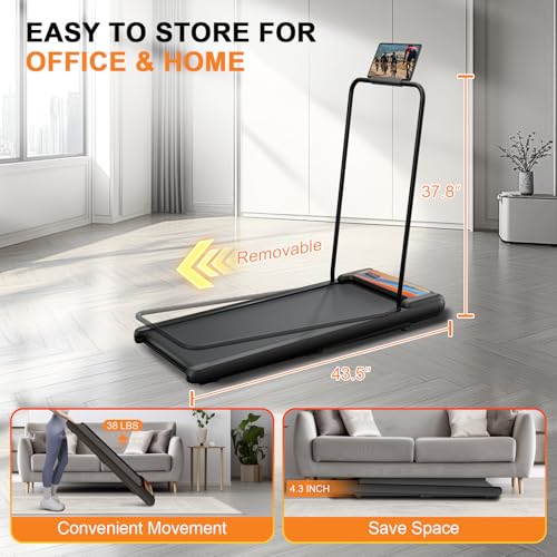 Image of NAYSAYE Walking Pad with Handle Bar, Walking Pad Treadmill with Incline, Walking Treadmills for Home with Screen, 2 in 1 Portable Under Desk Treadmill for Home, Remote Control, Smart App