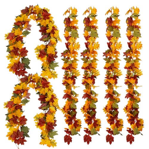 Décorations d'automne à suspendre guirlande de feuilles d'orange durable - 2