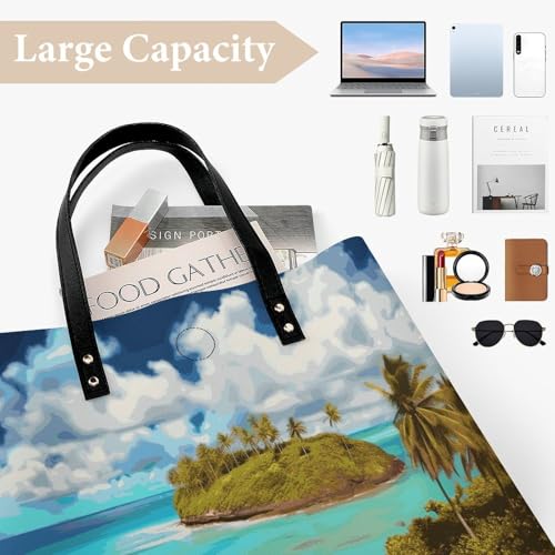 American Spain Flag Work Tote Bag for Women Leather Shoulder Bag with Magnetic Buckle Purse And Handbags4