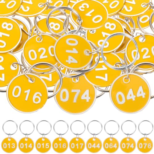 Porte-clés numérotés pour organiser et trier les trousseaux de clés jaunes