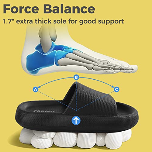 Leevar Black Cloud Slippers For Women And Men Massage Shower Bathroom Non-Slip Open Toe Cloud Slide Soft Comfy Thick Sole Cloud Cushion Slide Sandals #TOP4