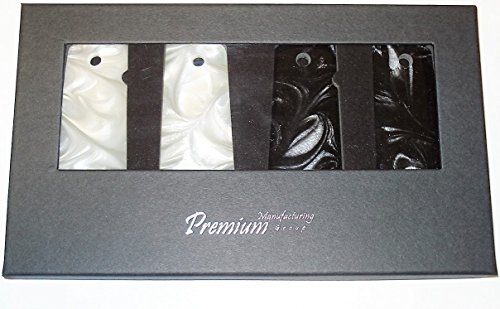 (1) Black (1) White Set Of 1911 Pearl Gun Grips Compatible Replacement For Colt Gov. & Clones Taurus, S&W, Springfield, Rock Island Mother Of Pearl Full Size Premium Gun Grips Bonus 4 Gold Screws #TOP1