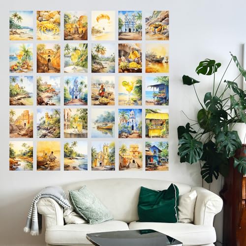 Image of Wallgasm Paper Beaches Of Goa And Pondicherry Nature Poster Set: Coastal Bliss Art Bundle - Set Of 54, 4 X 6 Inches Posters Collage Kit For Bedroom, Office, Dorm Room, Living Room